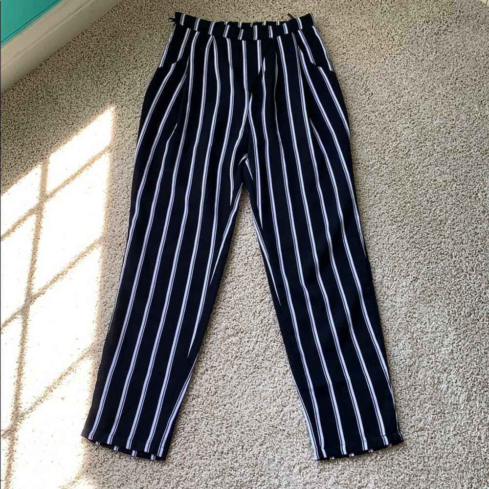 Black and white stripe pants